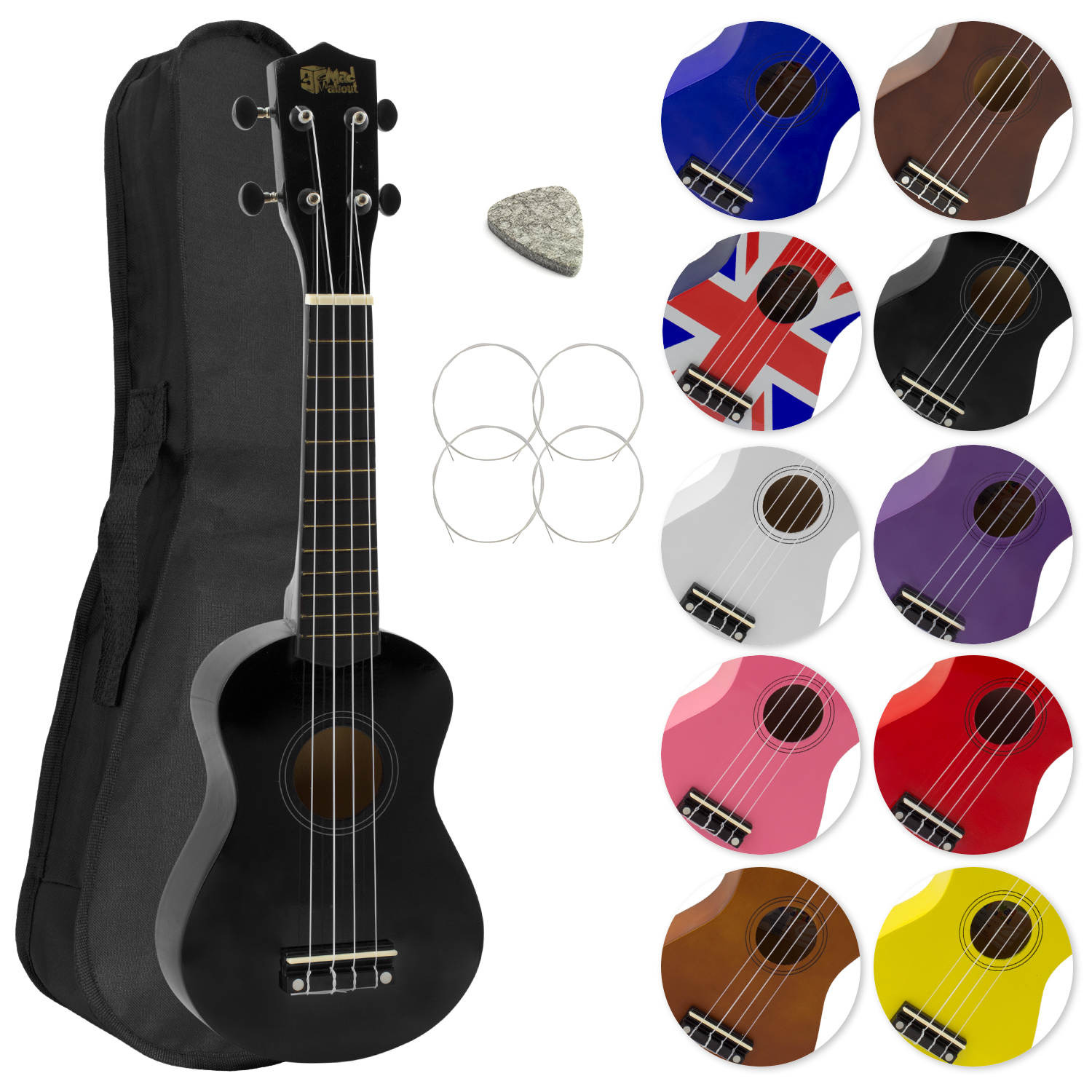 Mad About Soprano Beginners Ukulele with Bag, Pick & Carbon Strings